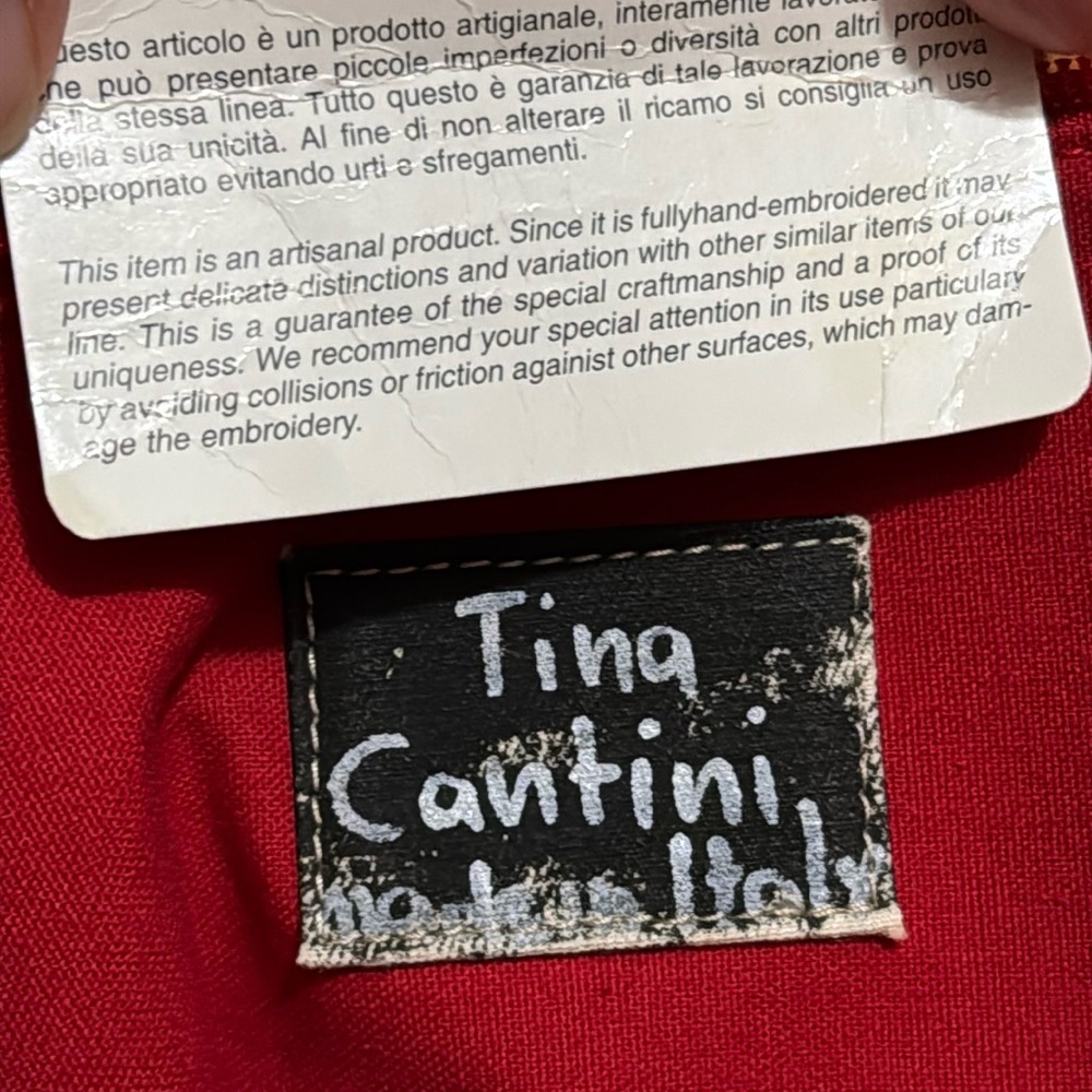 One of a Kind Tina Cantini Tote-Canvas/Leather-Capri/Portofino Themed-Blue - Picture 14 of 17